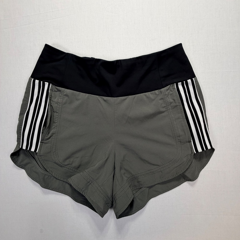 Athleta‎ Women's Gray Running Shorts Black Stripe Accent Size 6